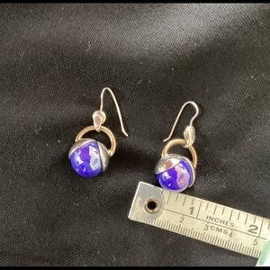 “Got All Your Marbles” sterling silver earrings, 1.5 inches length, french hoops